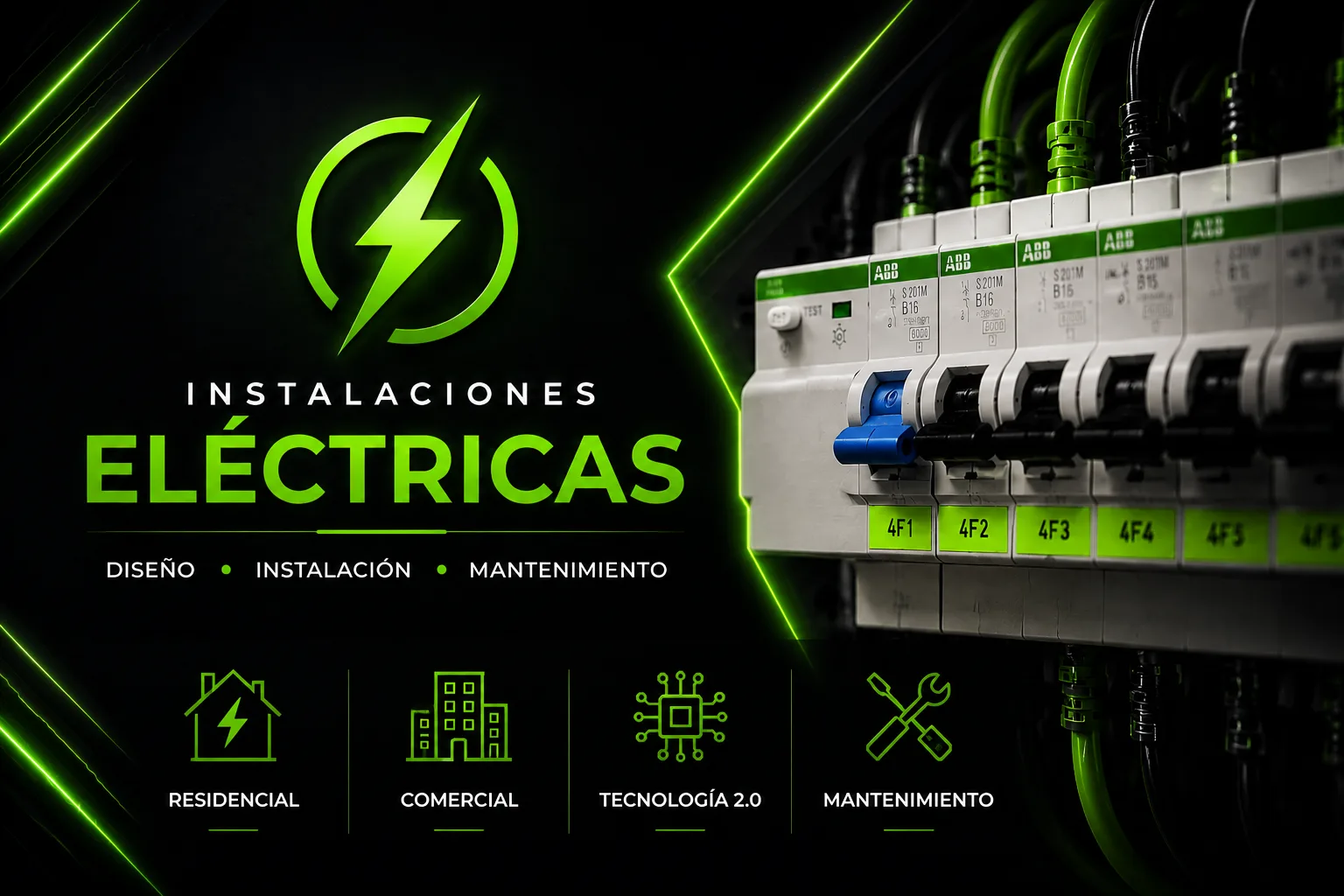 Técnico electricista trabajando en un tablero eléctrico en Maldonado