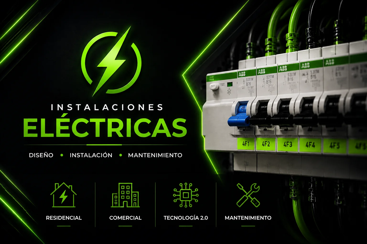 Técnico electricista trabajando en un tablero eléctrico